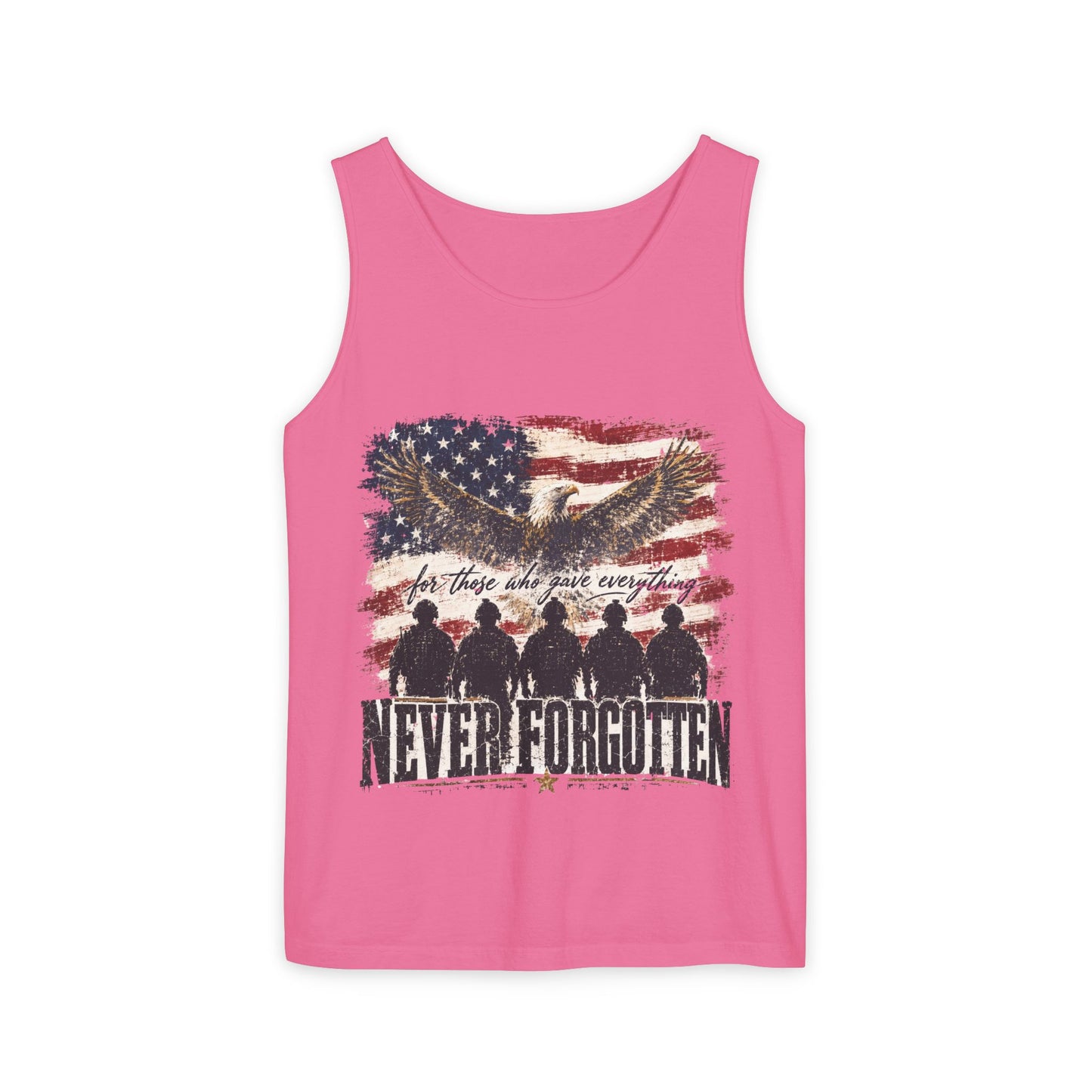 Never Forgotten Memorial Tank Top — American Flag Veterans Tribute