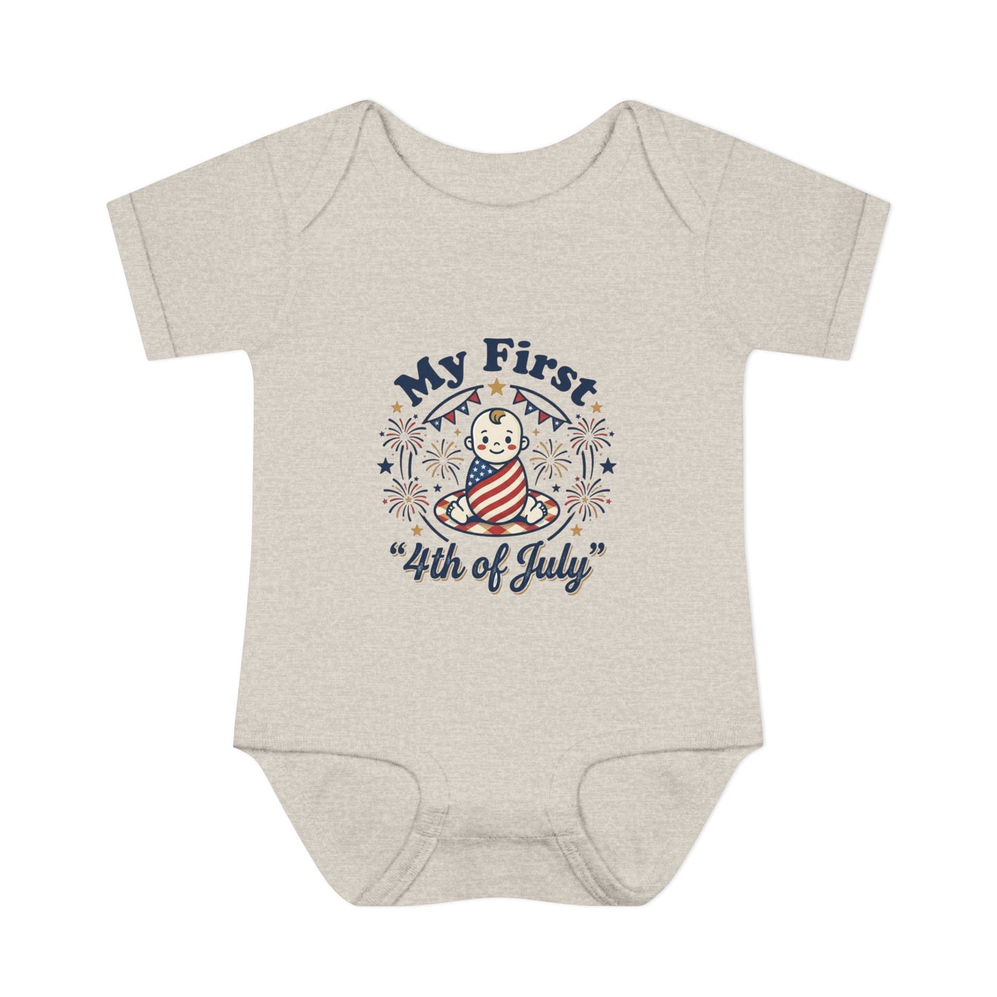 Baby Bodysuit — "My First 4th of July" Patriotic Infant Onesie