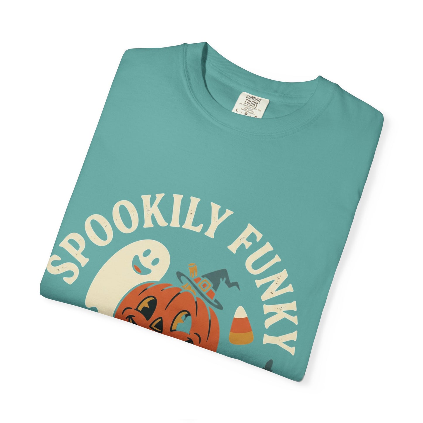 Spookily Funky Halloween T-Shirt — "Trick or Giggle" Vintage Pumpkin & Ghost Design