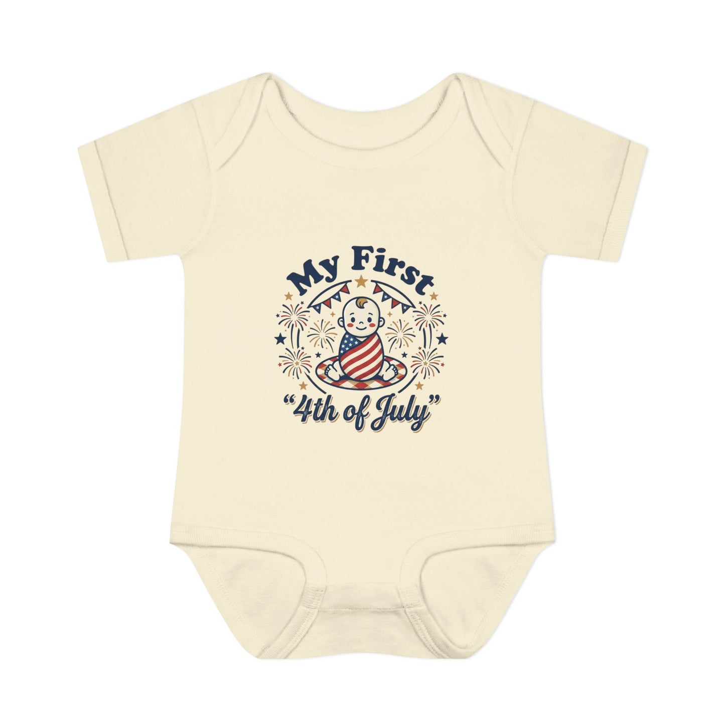 Baby Bodysuit — "My First 4th of July" Patriotic Infant Onesie