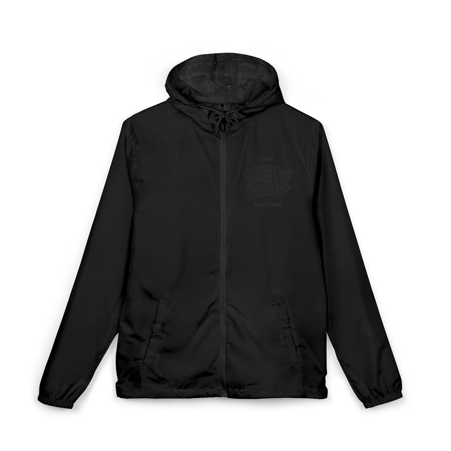 New Day Windbreaker Jacket – Minimal Motivational Zip Hoodie