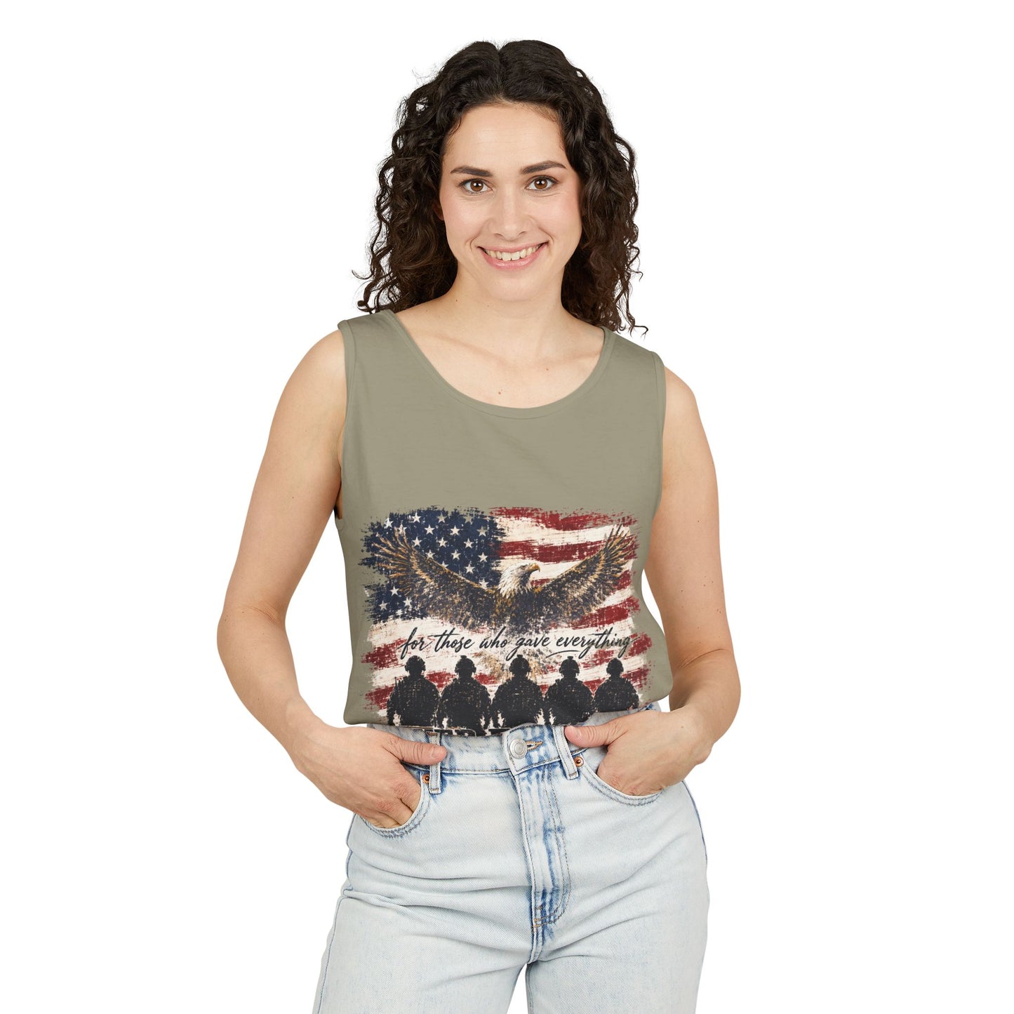 Never Forgotten Memorial Tank Top — American Flag Veterans Tribute