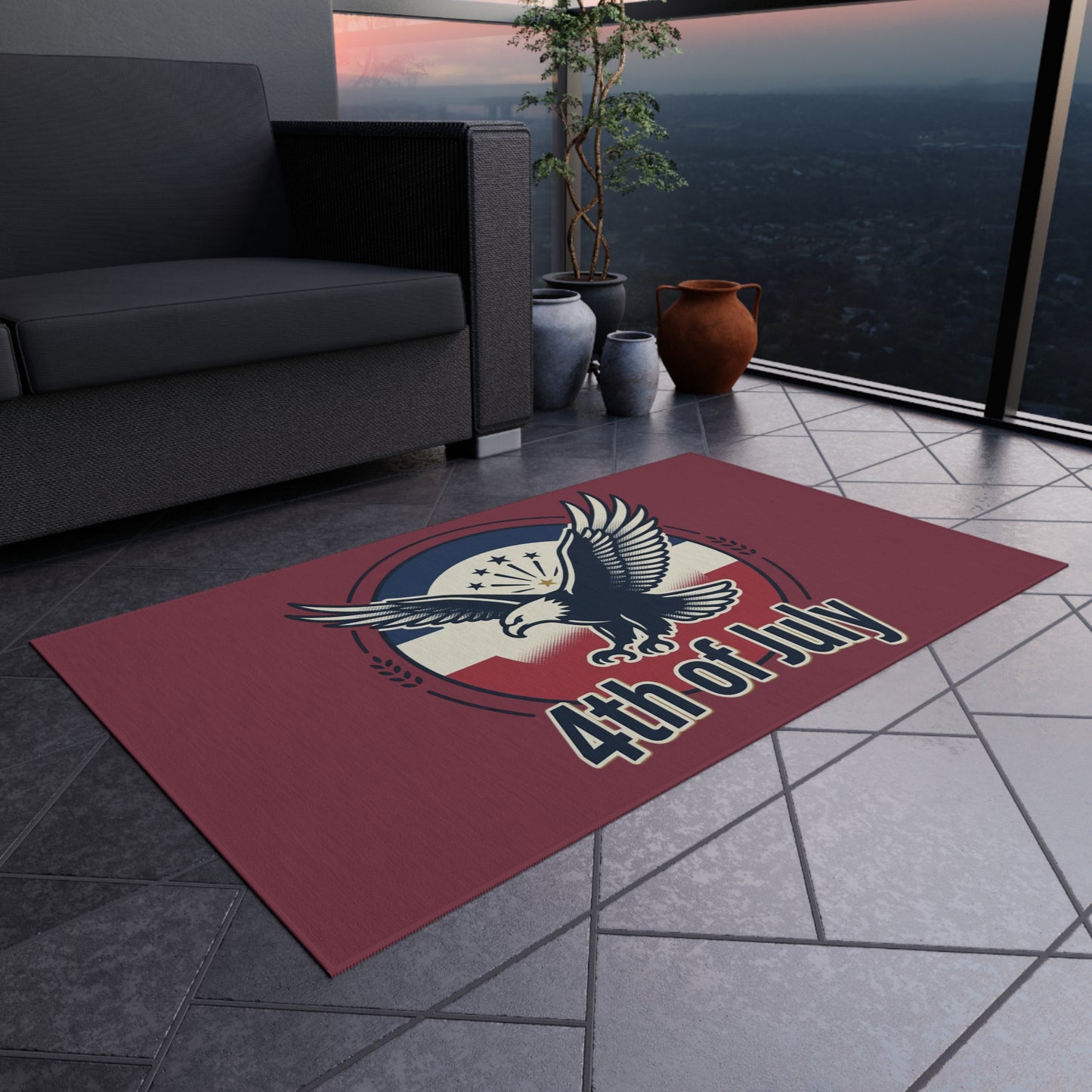 4th of July Eagle Outdoor Rug – Patriotic American Flag Doormat