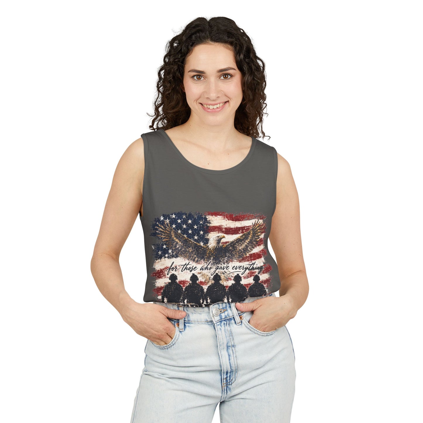 Never Forgotten Memorial Tank Top — American Flag Veterans Tribute