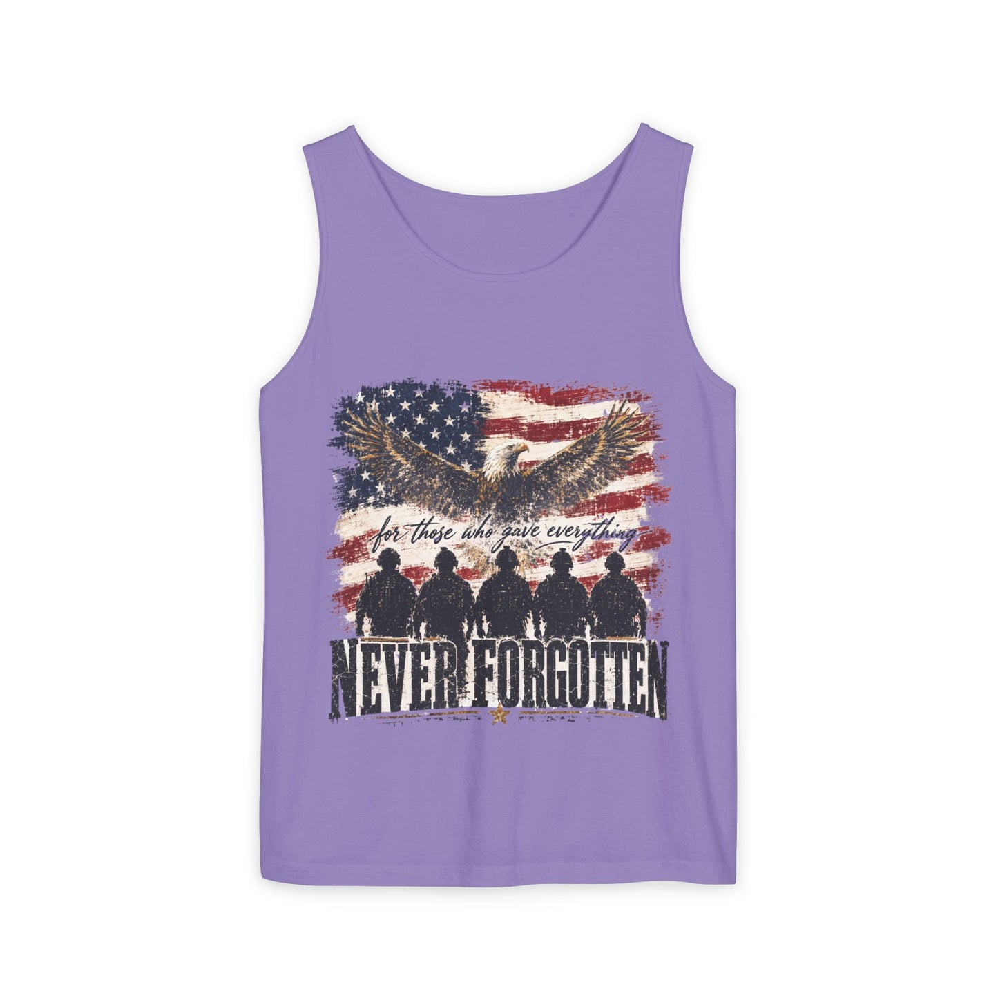 Never Forgotten Memorial Tank Top — American Flag Veterans Tribute