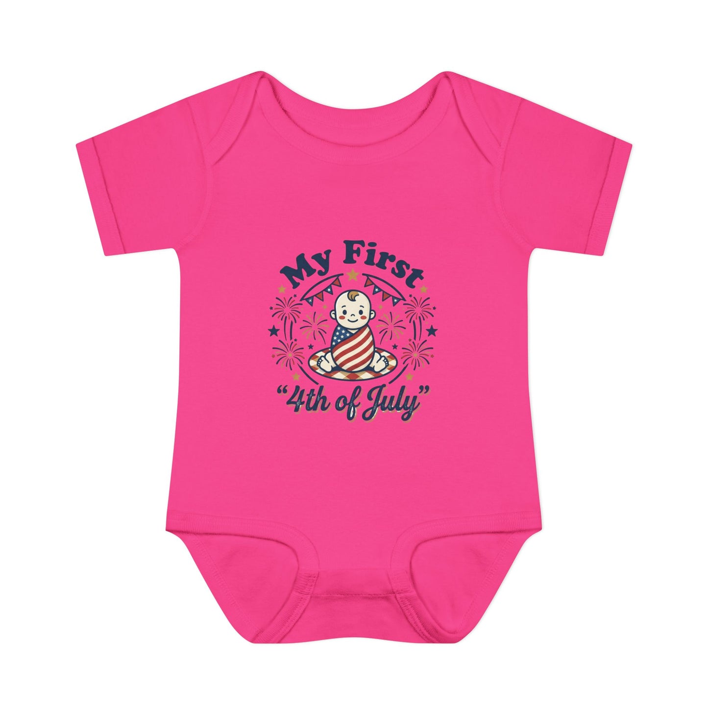 Baby Bodysuit — "My First 4th of July" Patriotic Infant Onesie