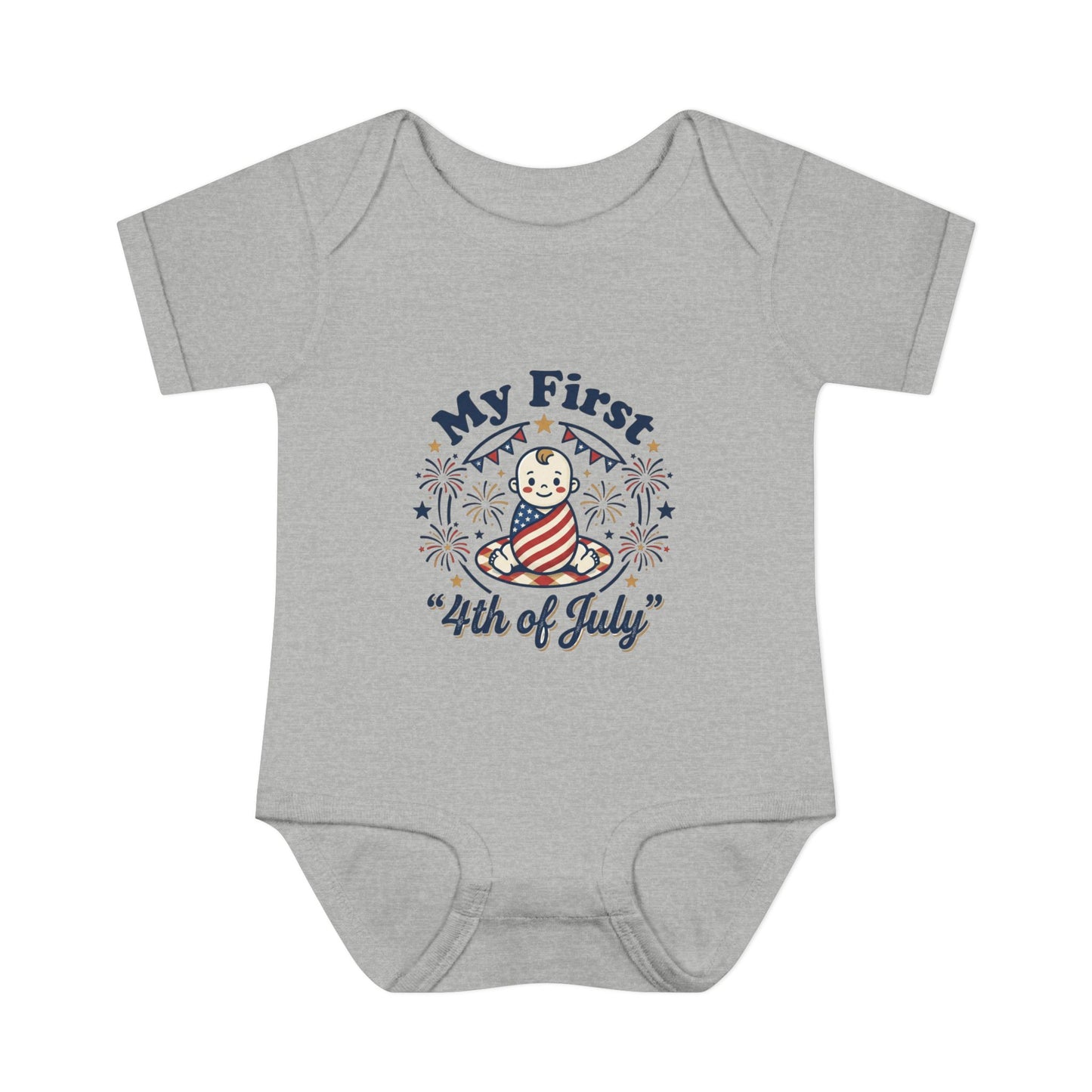 Baby Bodysuit — "My First 4th of July" Patriotic Infant Onesie
