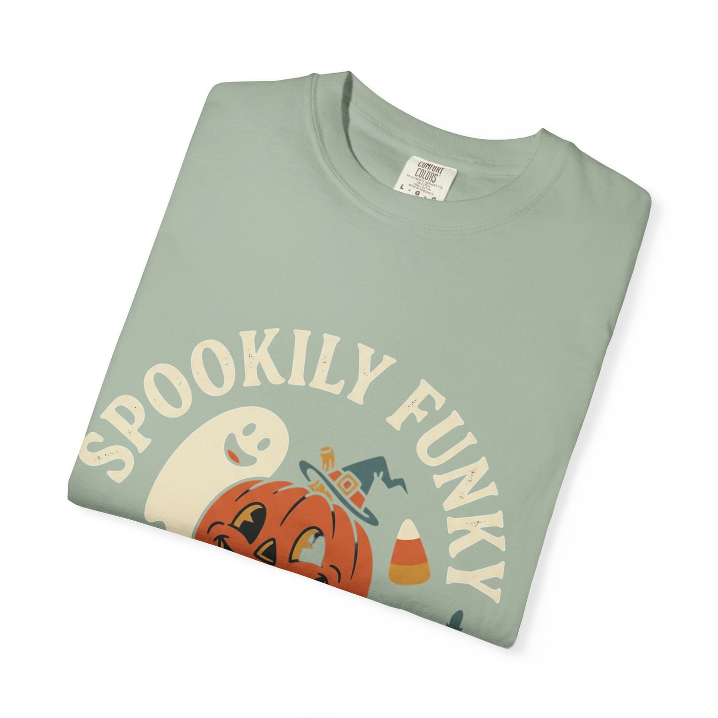 Spookily Funky Halloween T-Shirt — "Trick or Giggle" Vintage Pumpkin & Ghost Design