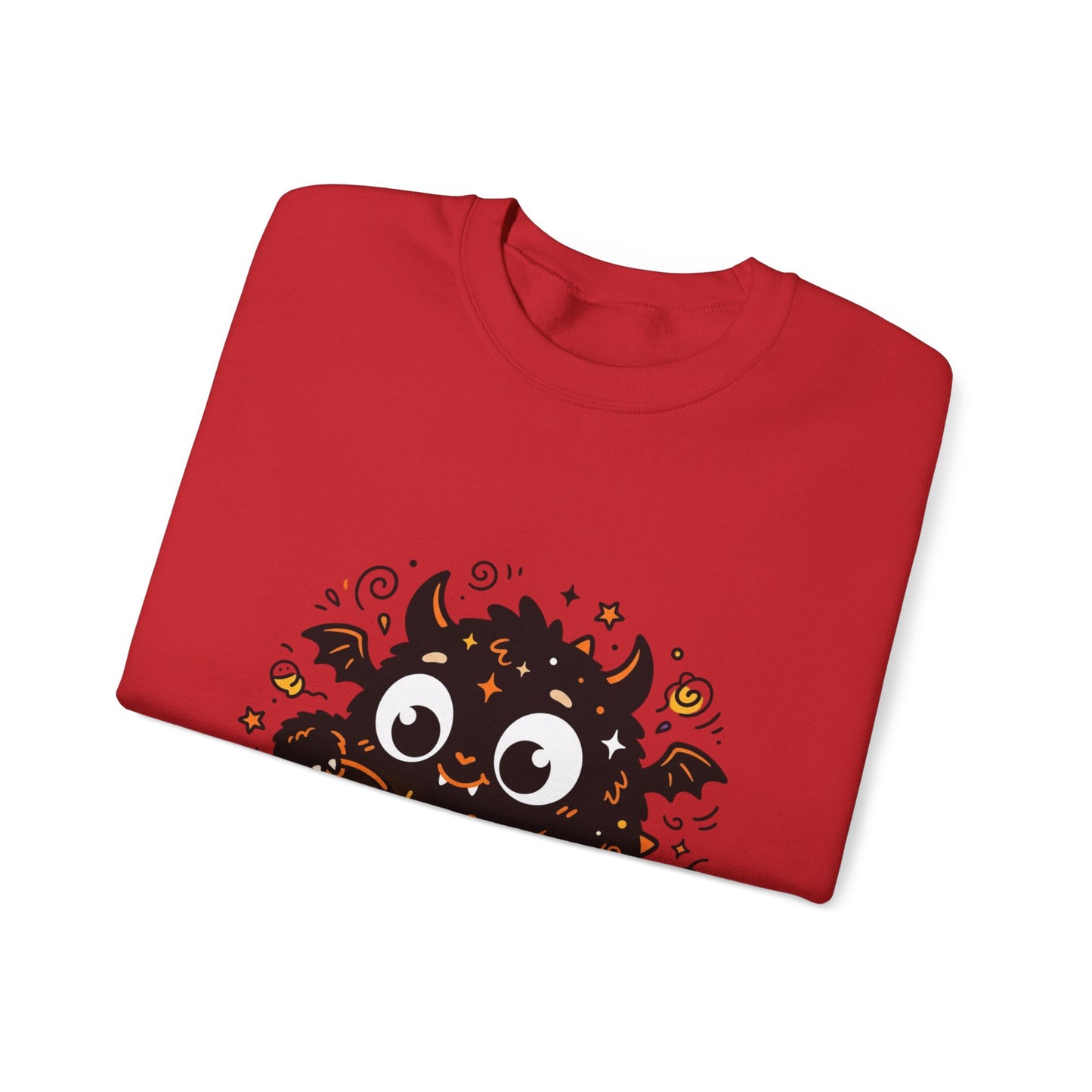 Halloween Monster Sweatshirt — Cute Black Fuzzy Creature with Jack-O'-Lantern
