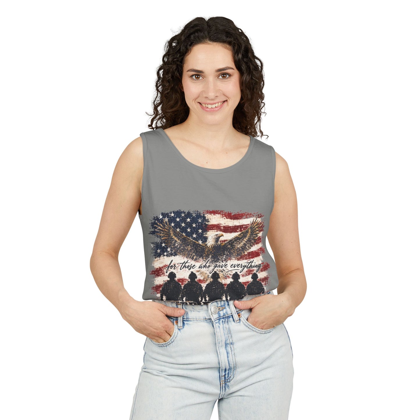 Never Forgotten Memorial Tank Top — American Flag Veterans Tribute