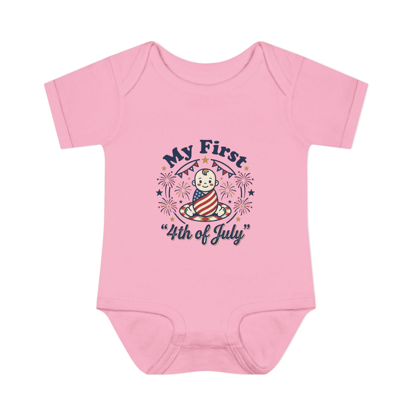 Baby Bodysuit — "My First 4th of July" Patriotic Infant Onesie