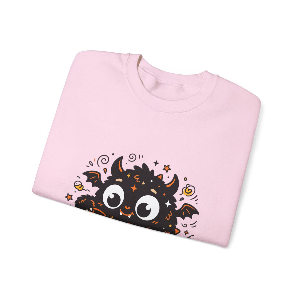 Halloween Monster Sweatshirt — Cute Black Fuzzy Creature with Jack-O'-Lantern