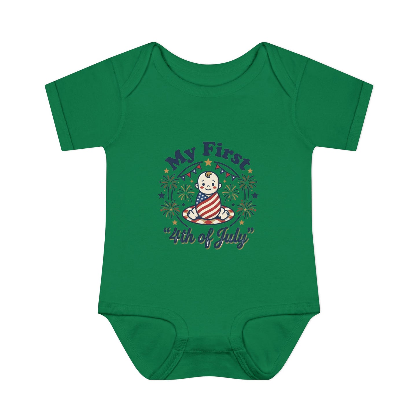 Baby Bodysuit — "My First 4th of July" Patriotic Infant Onesie
