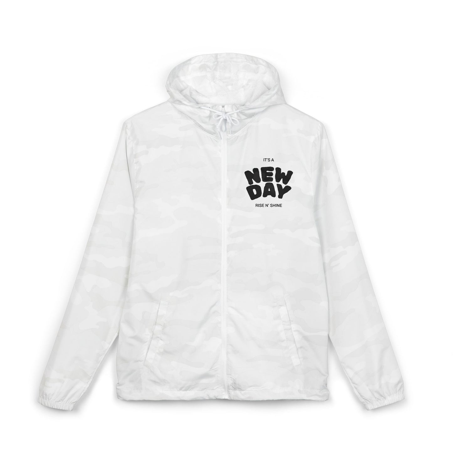 New Day Windbreaker Jacket – Minimal Motivational Zip Hoodie