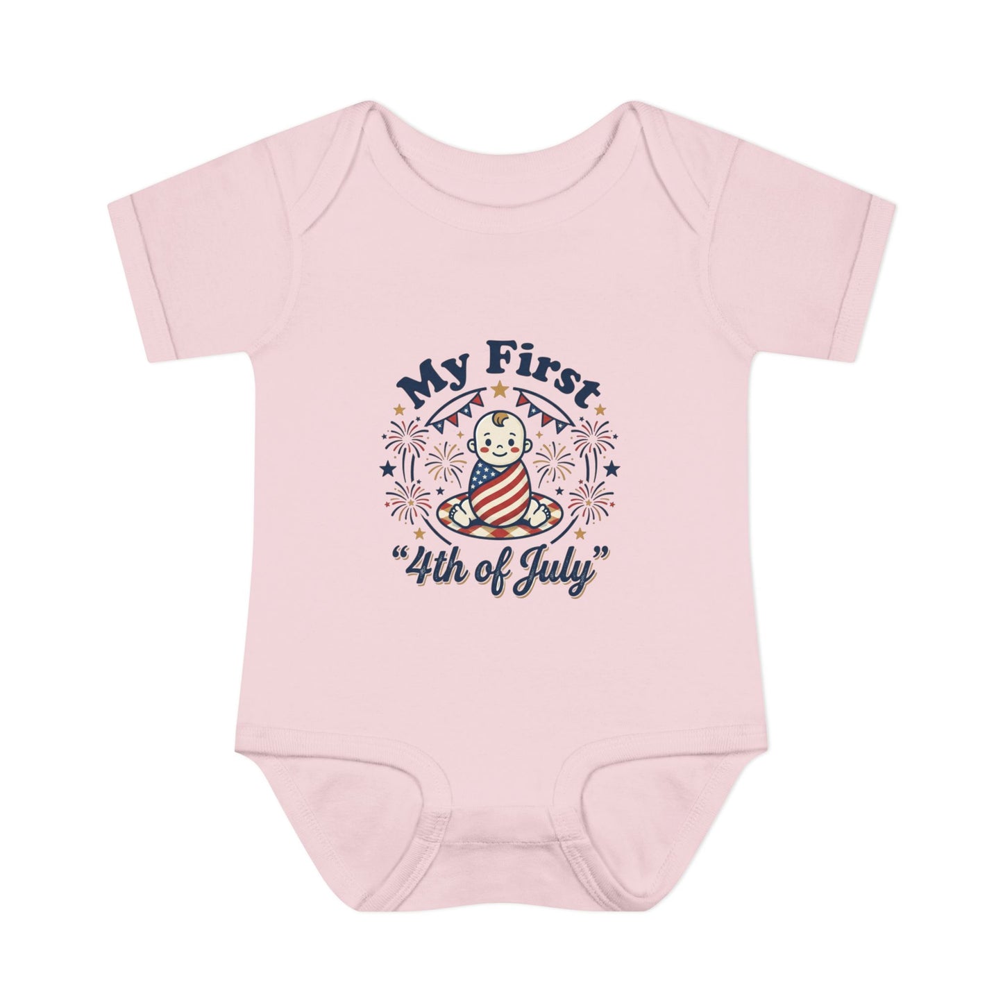 Baby Bodysuit — "My First 4th of July" Patriotic Infant Onesie