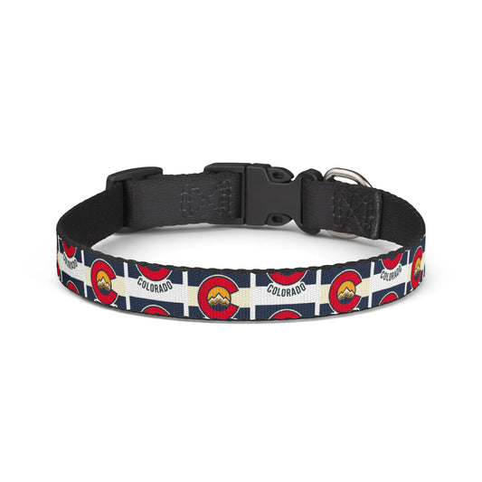 Colorado Flag Clip-On Pet Collar — Adjustable Dog Collar with State C Logo