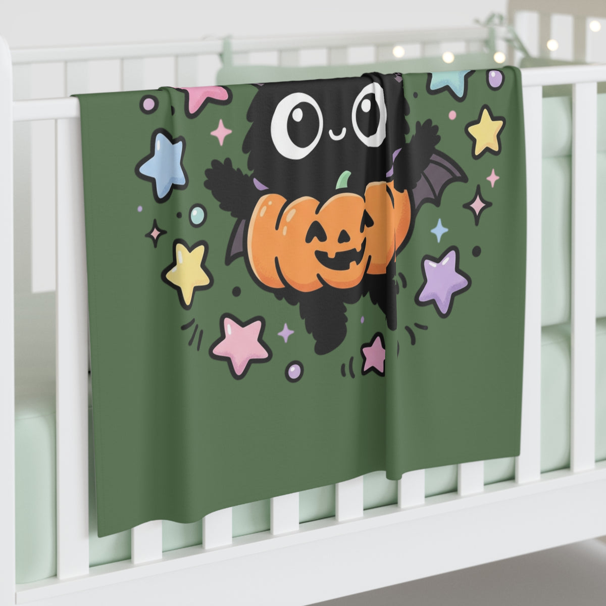 My First Halloween Baby Swaddle Blanket — Cute Bat Pumpkin Newborn Wrap