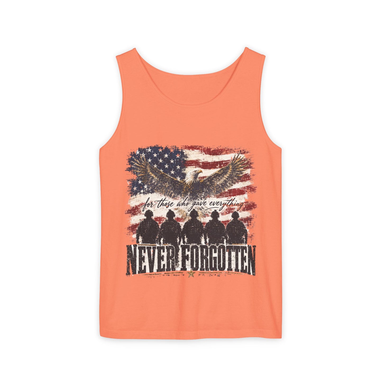 Never Forgotten Memorial Tank Top — American Flag Veterans Tribute