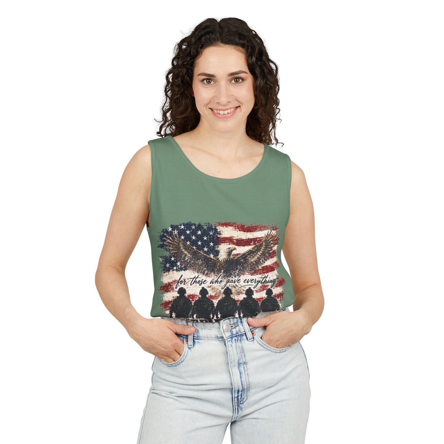 Never Forgotten Memorial Tank Top — American Flag Veterans Tribute