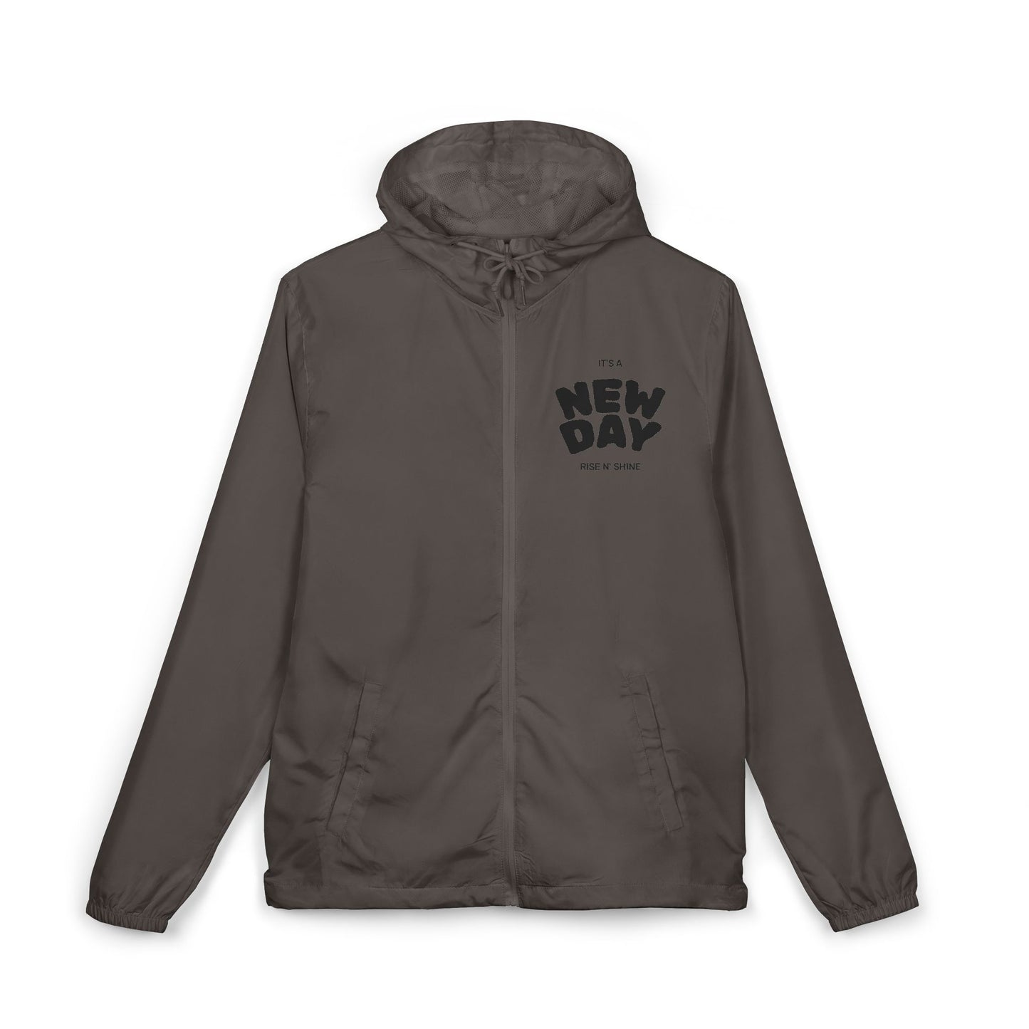 New Day Windbreaker Jacket – Minimal Motivational Zip Hoodie