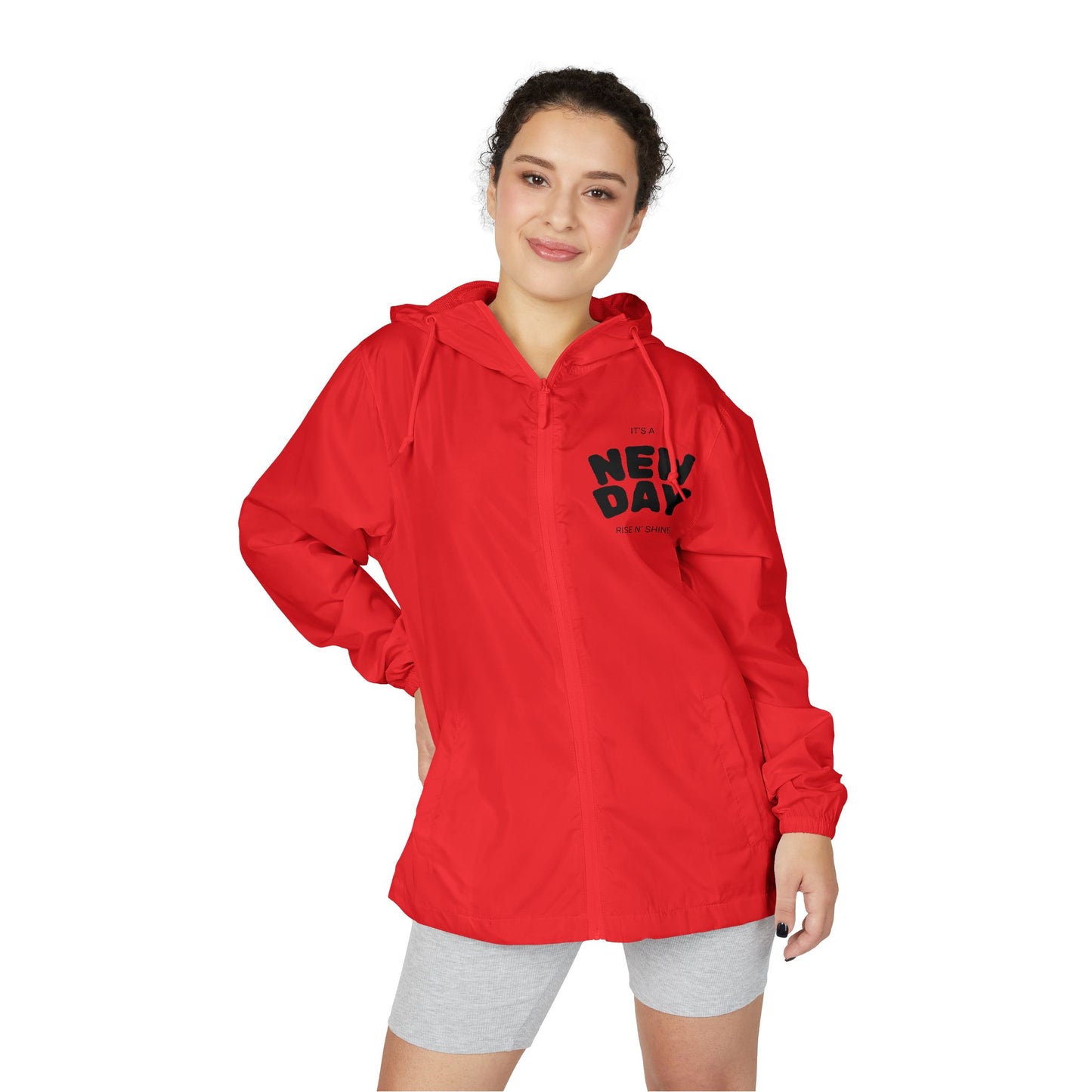 New Day Windbreaker Jacket – Minimal Motivational Zip Hoodie