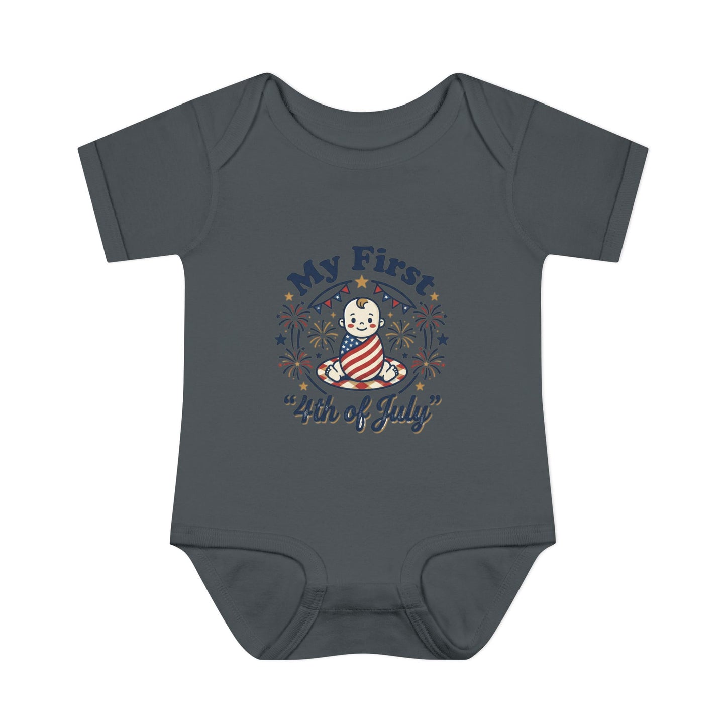 Baby Bodysuit — "My First 4th of July" Patriotic Infant Onesie