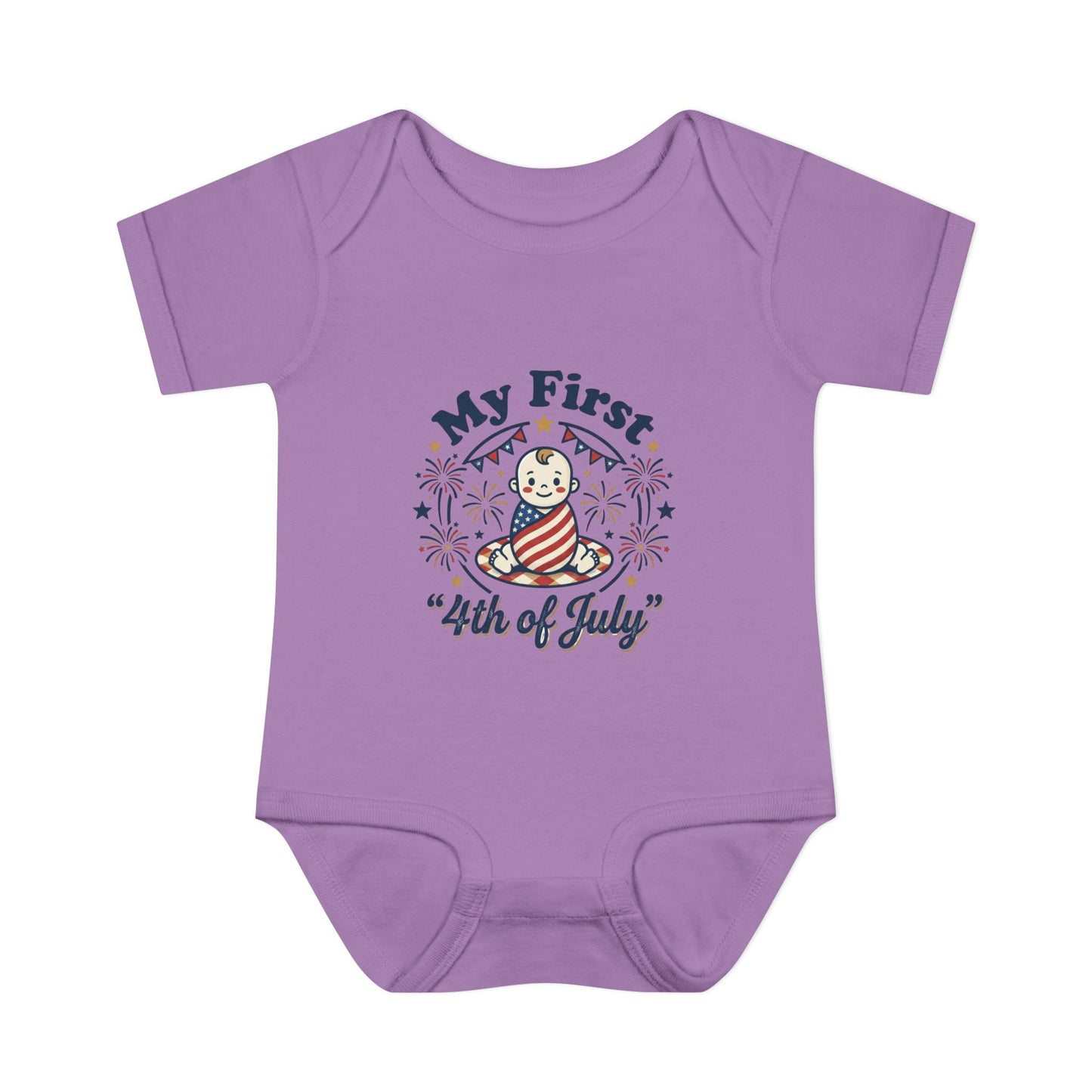 Baby Bodysuit — "My First 4th of July" Patriotic Infant Onesie