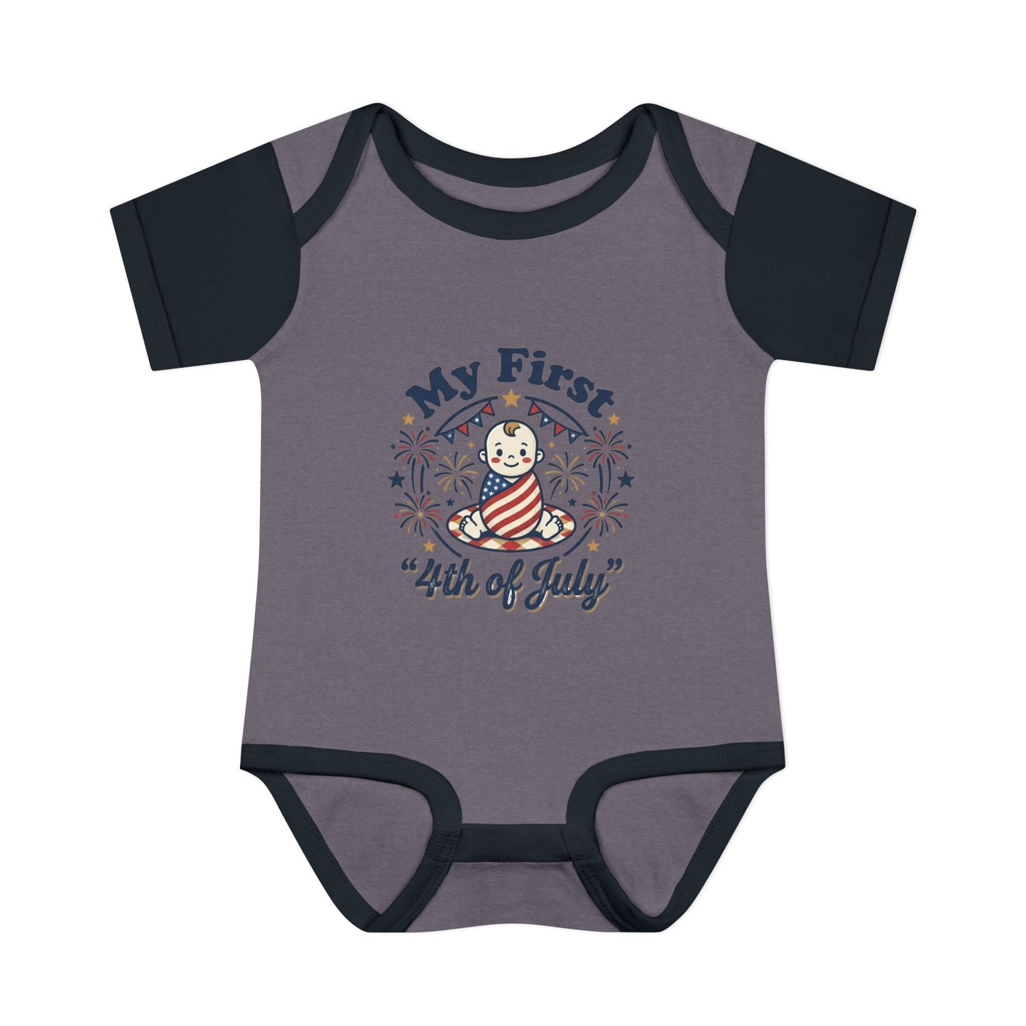 Baby Bodysuit — "My First 4th of July" Patriotic Infant Onesie