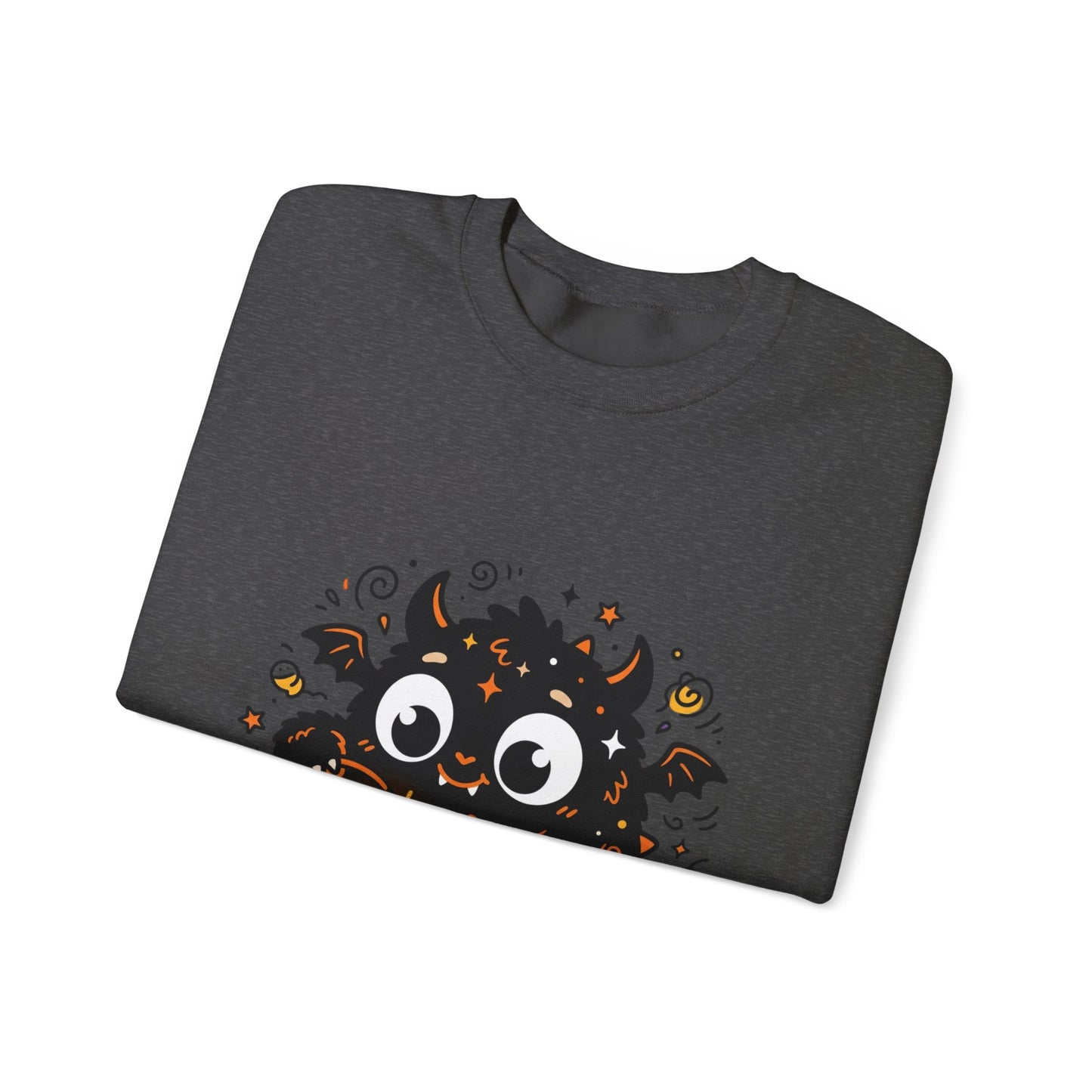 Halloween Monster Sweatshirt — Cute Black Fuzzy Creature with Jack-O'-Lantern