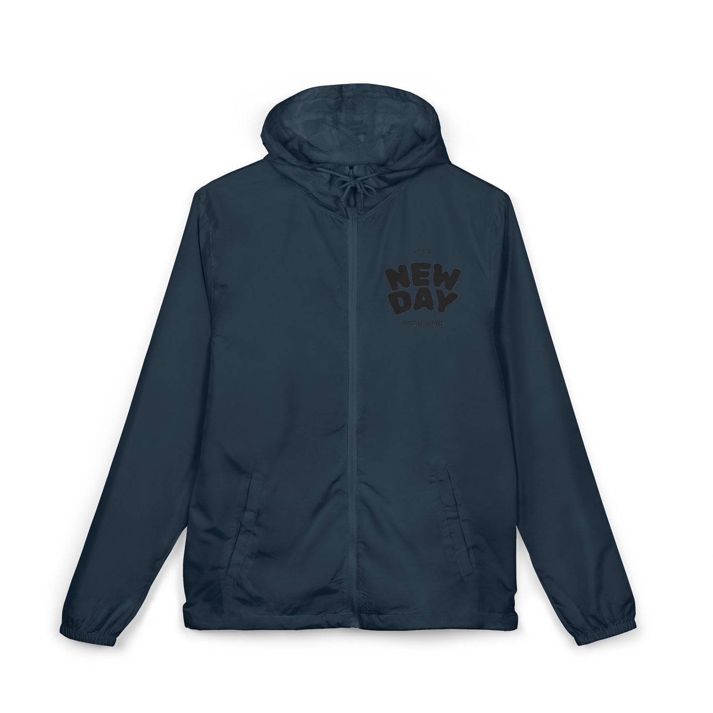 New Day Windbreaker Jacket – Minimal Motivational Zip Hoodie