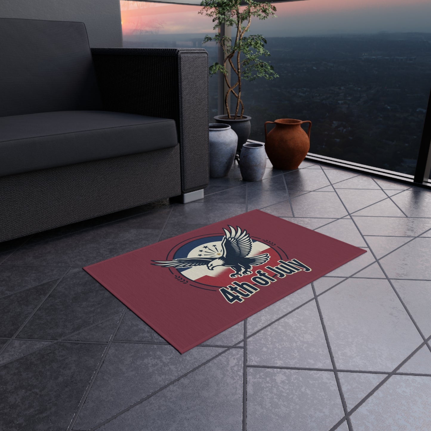4th of July Eagle Outdoor Rug – Patriotic American Flag Doormat