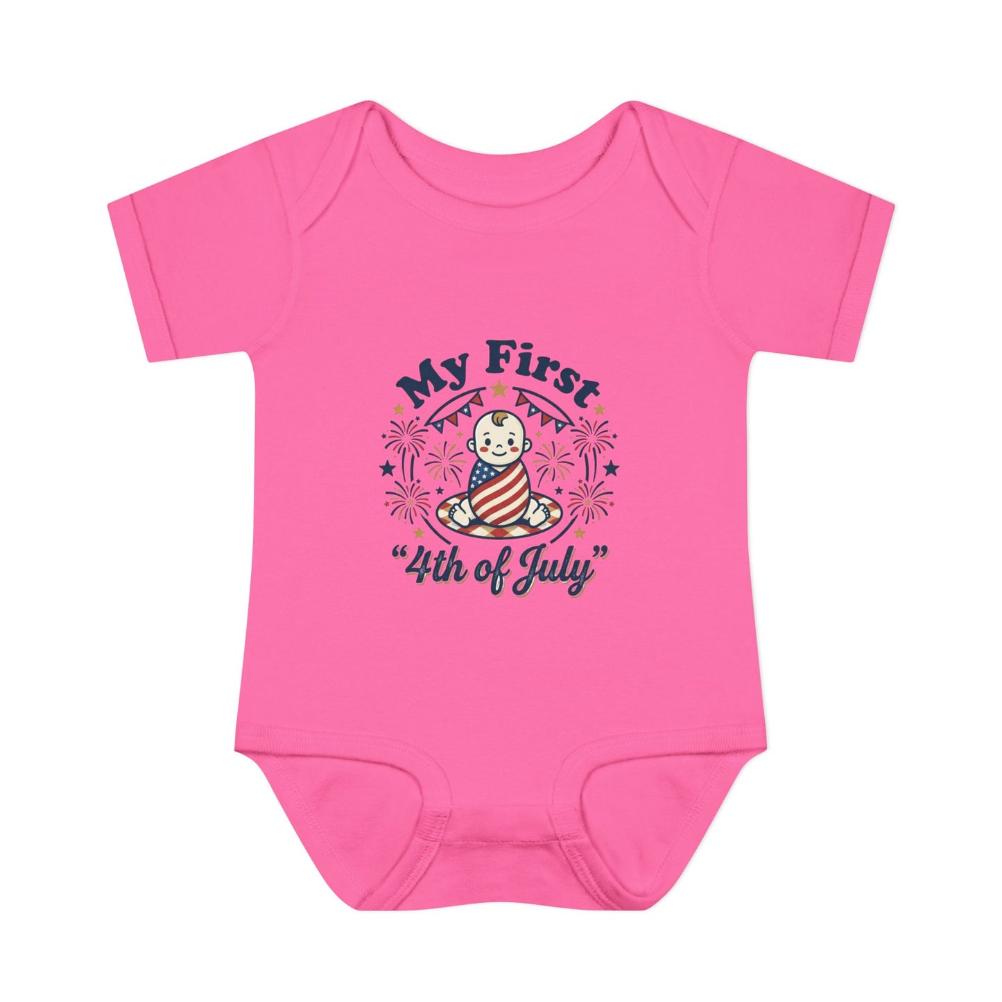 Baby Bodysuit — "My First 4th of July" Patriotic Infant Onesie