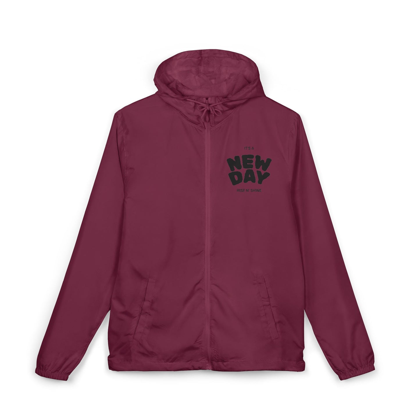 New Day Windbreaker Jacket – Minimal Motivational Zip Hoodie